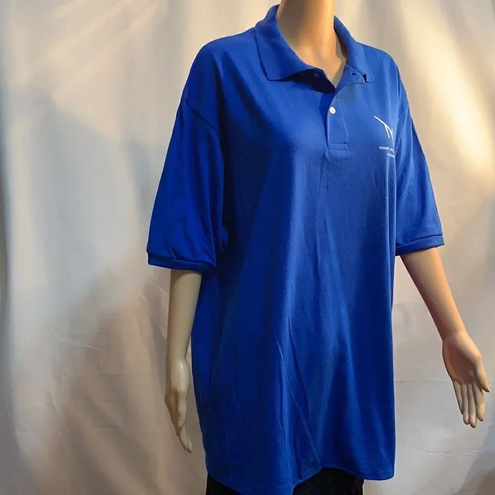M Resort Spa Casino Las Vegas Men’s Golf Shirt XL Royal Blue White Short Sleeve